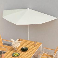 Demi-parasol de jardin avec m&acirc;t 180x90 cm sable