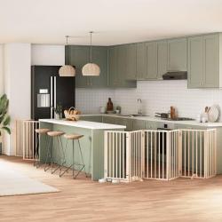 Barri&egrave;re pour chien porte pliable 15 panneaux bois de peuplier