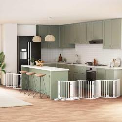 Barri&egrave;re pour chien porte pliable 15 panneaux bois de peuplier