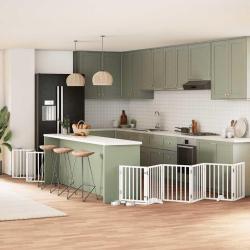 Barri&egrave;re pour chien porte pliable 12 panneaux bois de peuplier