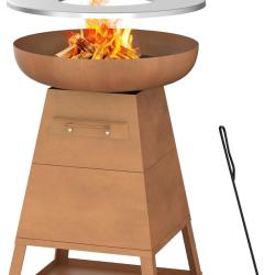 Brasero Plancha Design en Acier Corten - Foyer d'Ext&eacute;rieur Plaque de Cuisson Inox LIVRAISON OFFERTE