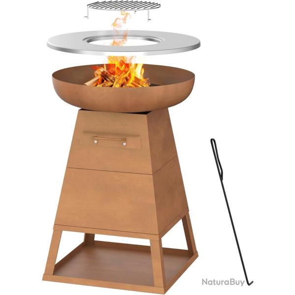 Brasero Plancha Design en Acier Corten - Foyer d'Ext�rieur Plaque de Cuisson Inox LIVRAISON OFFERTE