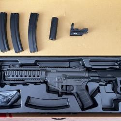 King Arms PDW 9mm SBR Shorty quasi NEUVE + 3 chargeurs + red dot + silencieux