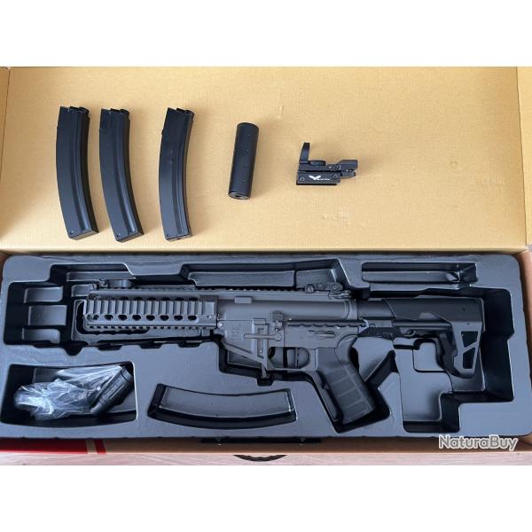 King Arms PDW 9mm SBR Shorty quasi NEUVE + 3 chargeurs + red dot + silencieux