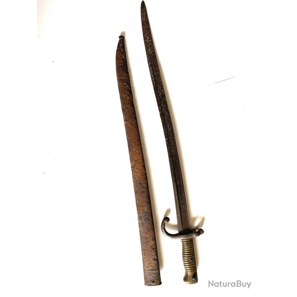 Ancienne Ba�onnette Sabre Fran�aise Chassepot compl�te sortie de Grenier