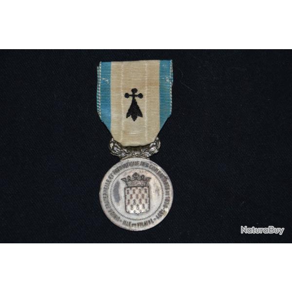 MEDAILLE UNION FRATERNELLE DES COMBATTANTS D'ILLE ET VILAINE-GUERRE 1870-1871-FRENCH WAR 1870 MEDAL