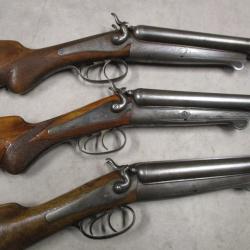 Lot de 3 Fusils HUSQVARNA mod&egrave;le 1877, Cal 16 &agrave; chiens, &agrave; 1 euro sans prix de r&eacute;serve!!!