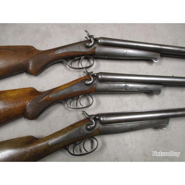 Lot de 3 Fusils HUSQVARNA mod�le 1877, Cal 16 � chiens, � 1 euro sans prix de r�serve!!!