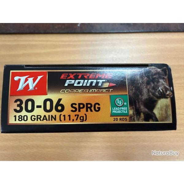 WINCHESTER CAL 30-06 EXTREME POINT COOPER  VENDU PAR 2 BOITES DE 20 BALLES FRAIS DE PORT OFFERT