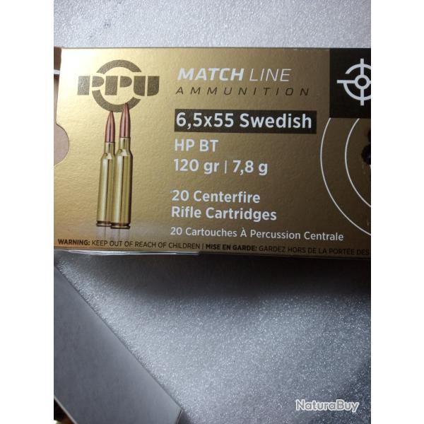 100 �tuis 6,5x55 PPU tir�es 1 fois