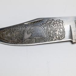 Couteau pliant Herbertz lame grav&eacute;e t&ecirc;te d'aigle avec &eacute;tui
