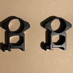 Paire de colliers 24,5 mm pour rails picatinny / weaver 21 mm