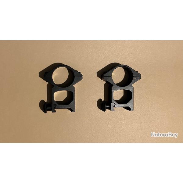 Paire de colliers 24,5 mm pour rails picatinny / weaver 21 mm