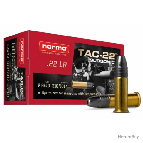 BALLES 22LR SUBSONIQUE 40GR X50 - NORMA