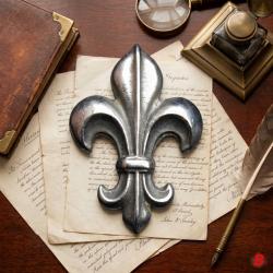 Insigne en m&eacute;tal repr&eacute;sentant une fleur de lys ( Hauteur : 30 mm )