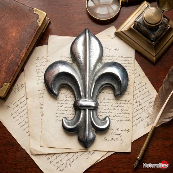 Insigne en m�tal repr�sentant une fleur de lys ( Hauteur : 30 mm )