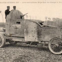 Carte Postale Ancienne - Auto-mitrailleuse Belge dans les champs &agrave; Dixmude -N&deg;7762