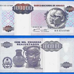 Angola 100000 Kwanzas 1995 100 000 Ornement Afrique Escudo Billet