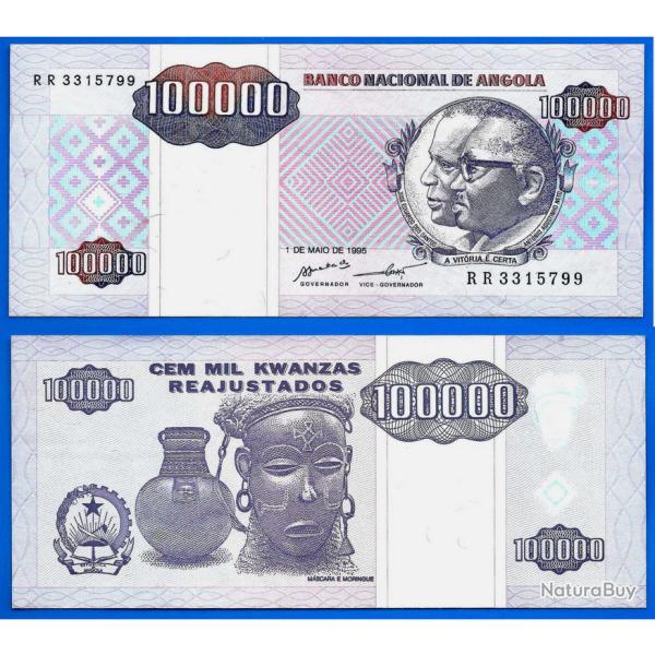 Angola 100000 Kwanzas 1995 100 000 Ornement Afrique Escudo Billet