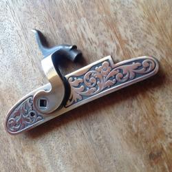 Platine et chien pour carabine "Investarm" &agrave; poudre noire, finition poli blanc.