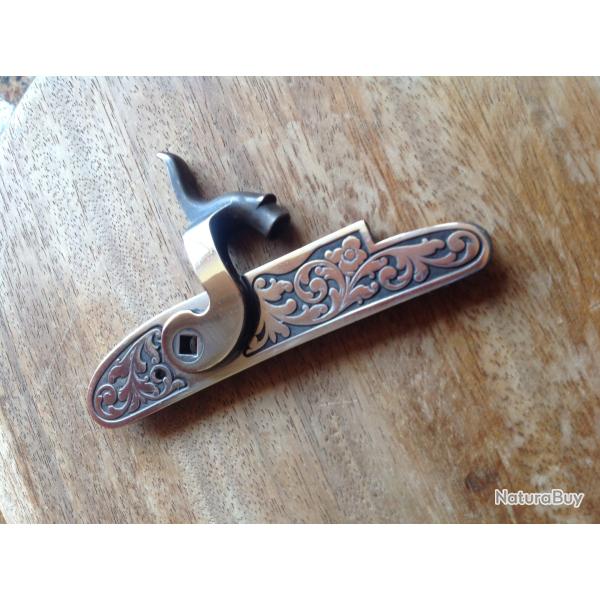 Platine et chien pour carabine "Investarm" � poudre noire, finition poli blanc.