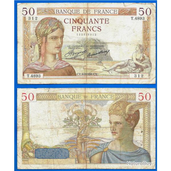 France 50 Francs 1936 6 Aout Serie T Ceres