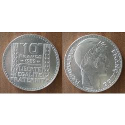 France 10 Francs 1939 Turin Argent Piece Franc