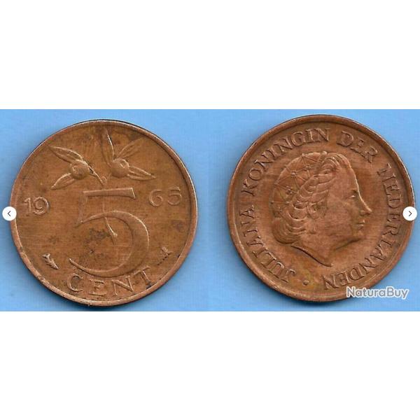 Pays Bas 5 Cent 1965 Cents Netherlands Cents Gulden Hollande Piece