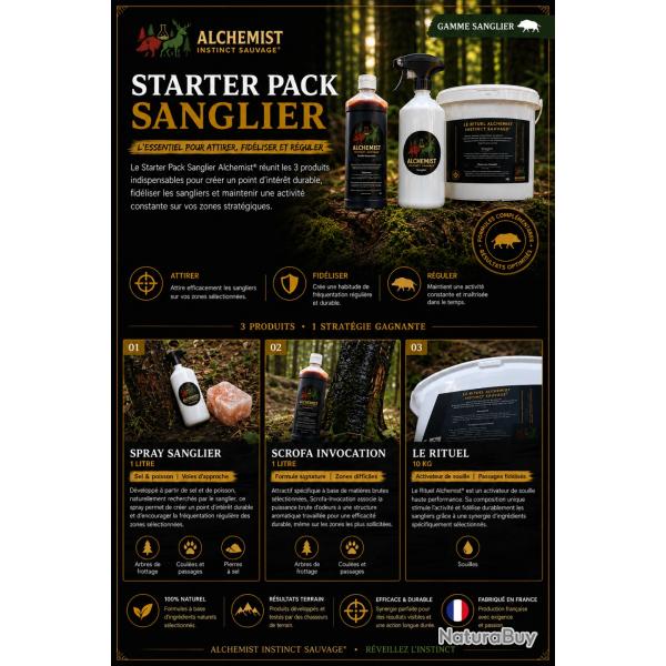 Starter Pack Sanglier - Attractants - 1 Spray + 1 Scrofa-Invocation + 1 Rituel de souille