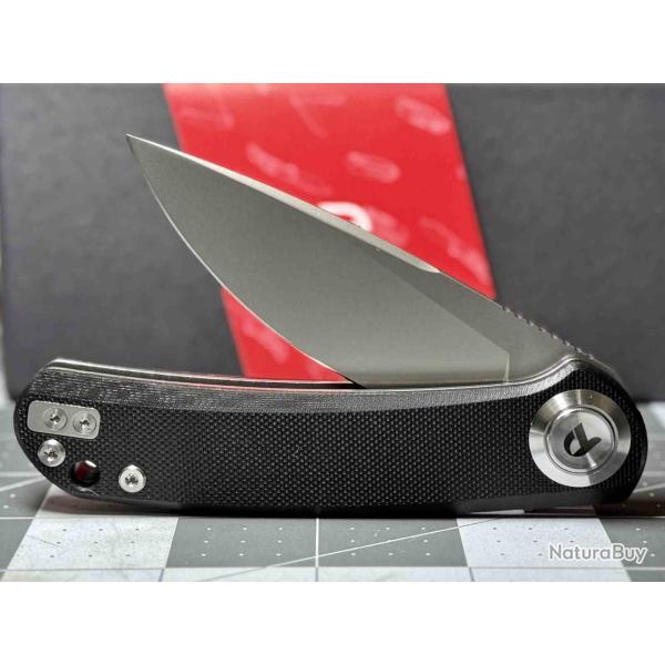 Couteau Lame Drop Point Acier D2 Satin Manche G10 Noir Button Lock IKBS DTK4389GB