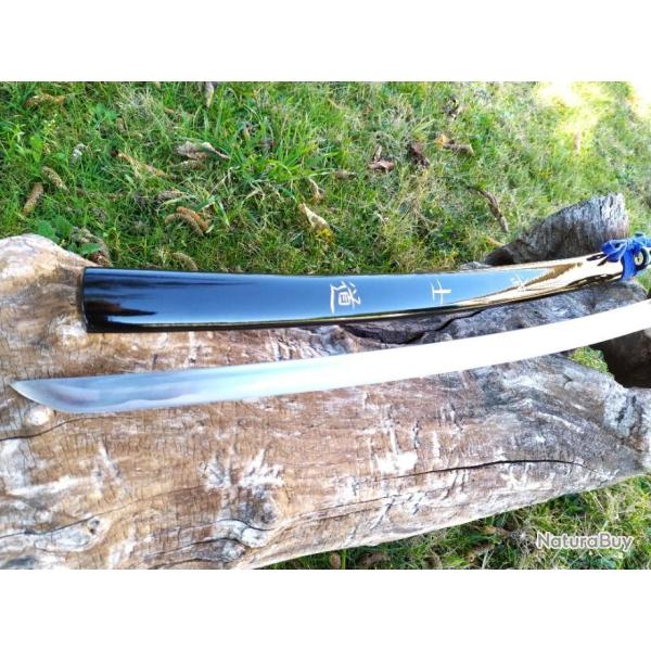NOUVEAU KATANA BLEU  MARU V�RITABLE SABRE FORG� A LA MAIN EN ACIER 1095 LAME  AIGUIS�E 5846