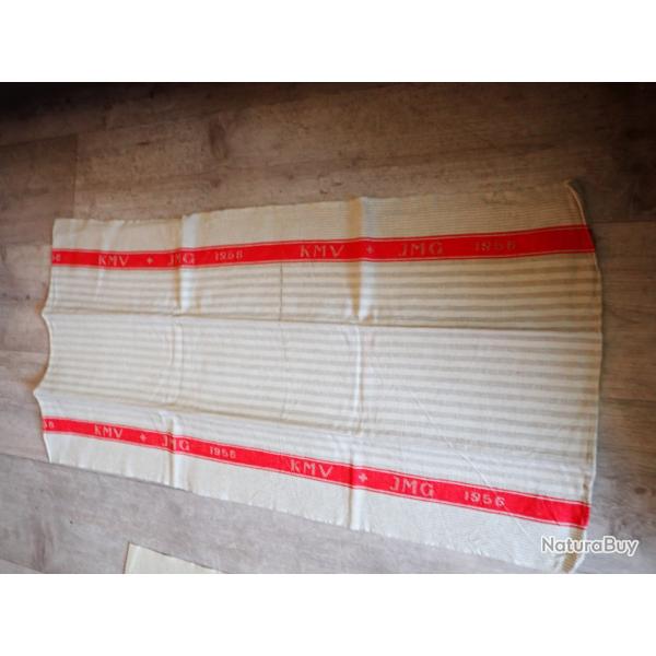 1956. Serviette en lin, arm�e suisse, ASM, services m�dicaux, infirmier, h�pitaux. Neuf de stock
