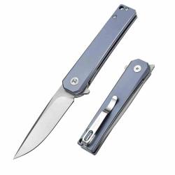 Couteau Dreamtech Blue Lame Drop Point Acier VG10 Satin Manche Titane Bleu Liner Lock DTK4286BL