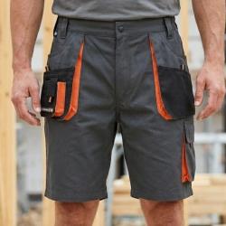 Bermuda de travail homme Terratrend 3231GN multi-poches gris et noir renforc&eacute; en tissu Oxford 52