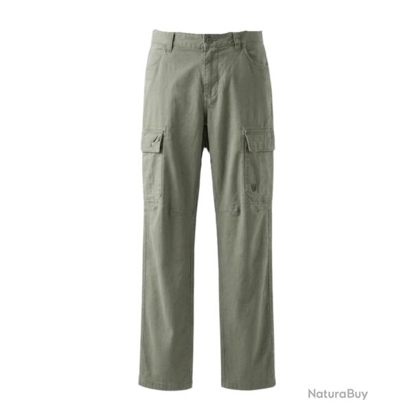 Pantalon Cargo en Toile Canvas 100% Coton Vert Tilleul 40