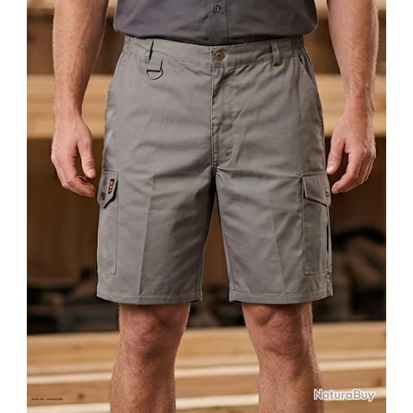 Bermuda de travail homme Worker SE7083 multi-poches coloris marron gris / terre 40