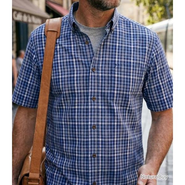 CHALLENGER CH4014 Chemise manches courtes : l'�l�gance du pur coton respirant 39/40