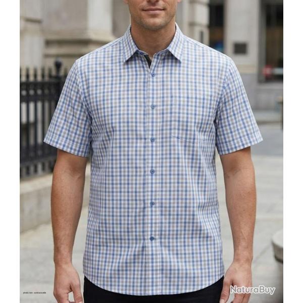 Chemise manches courtes CHALLENGER CH4041 : le confort d'un col boutonn� et d'un tissu facile d'entr