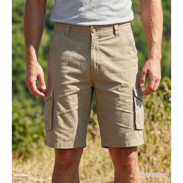 CHALLENGER INDIANA1 Bermuda homme en coton stretch beige robuste et extensible