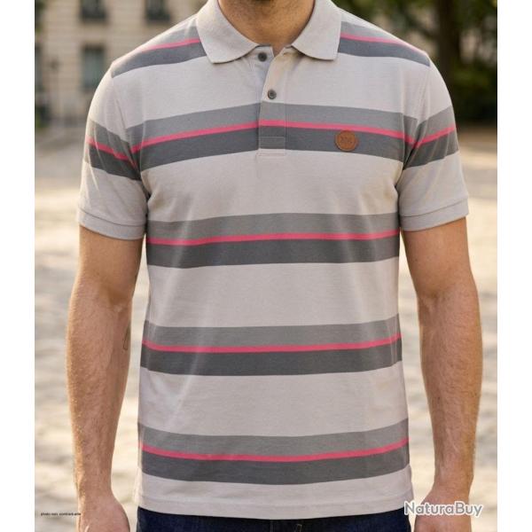 Polo WINCHESTER RECORD1 en coton : le confort moderne � l'�l�gance gris et rose L