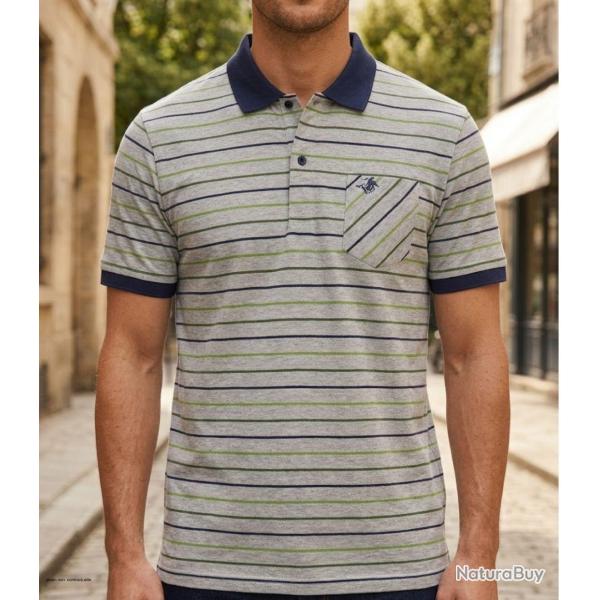 Polo WINCHESTER REGENT2 en coton jersey l �l�gance sobre au coloris gris vert tendance