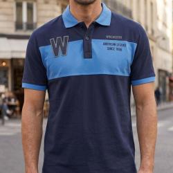 Polo homme WINCHESTER ROADSTER1 en maille piqu&eacute;e marine l &eacute;l&eacute;gance d&eacute;contract&eacute;e au quotidien