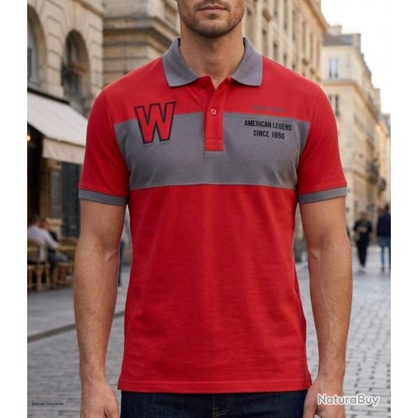 Polo homme WINCHESTER ROADSTER2 en coton rouge donnez du dynamisme � votre look