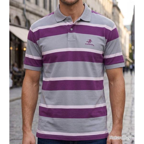 Polo homme WINCHESTER ROBIN1G en coton piqu� gris : le charme intemporel des rayures 3XL