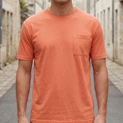 CHALLENGER SHERIF3 -- Tee-shirt 1 poche orange : l'&eacute;clat du coton jersey au quotidien M