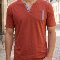 CHALLENGER SIERRA1 Tee shirt col boutons orange rouille le style d&eacute;contract&eacute; soign&eacute;