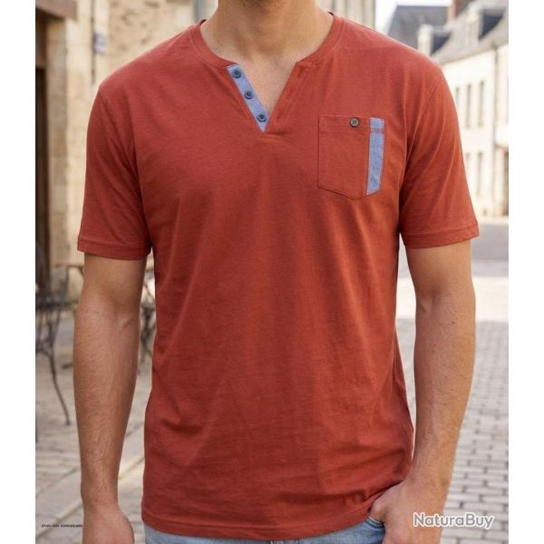 CHALLENGER SIERRA1 Tee shirt col boutons orange rouille le style d�contract� soign�