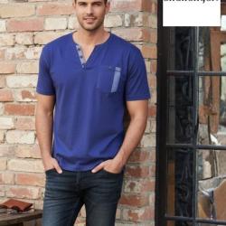 Tee shirt Col Boutonn&eacute; Sierra2 Challenger avec Finitions Chambray