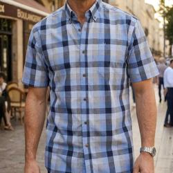 Chemise manches courtes CHALLENGER TADEK1 en coton fils teints : la l&eacute;g&egrave;ret&eacute; au style soign&eacute; 3XL