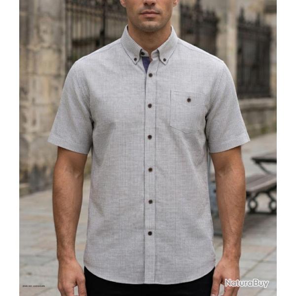 Chemise manches courtes Mode Directe Fines Rayures : la fra�cheur naturelle du lin et du coton pour 
